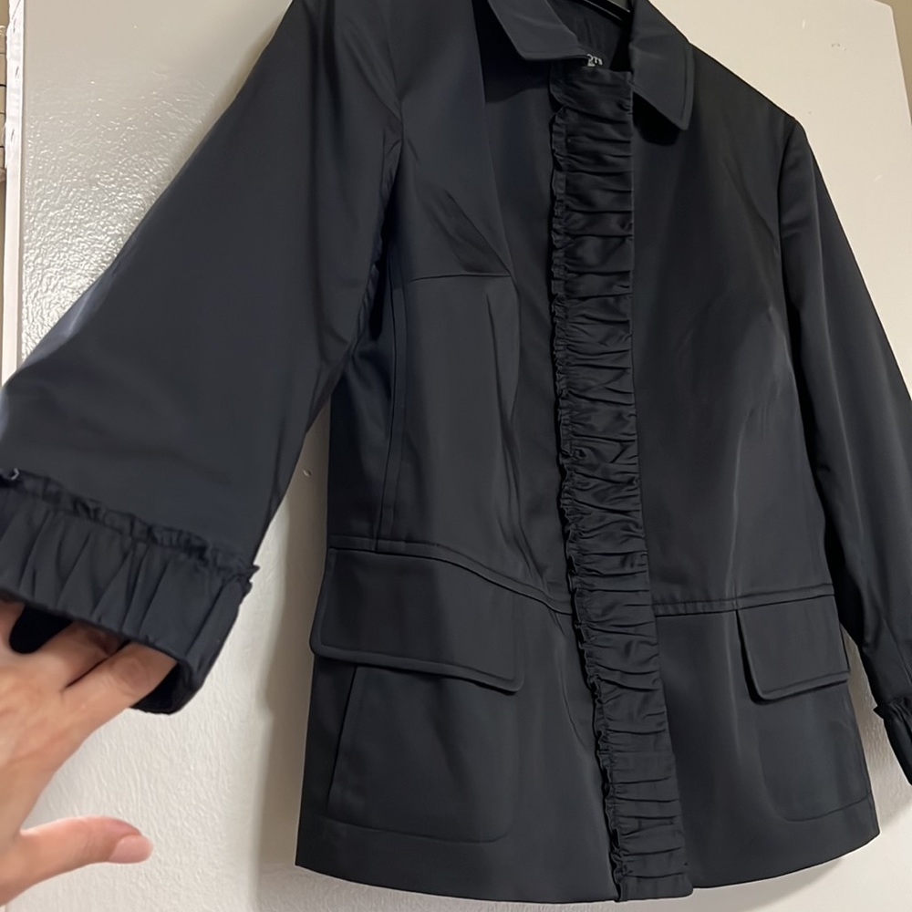 Talbots black ruffle front jacket - Picture 10 of 16